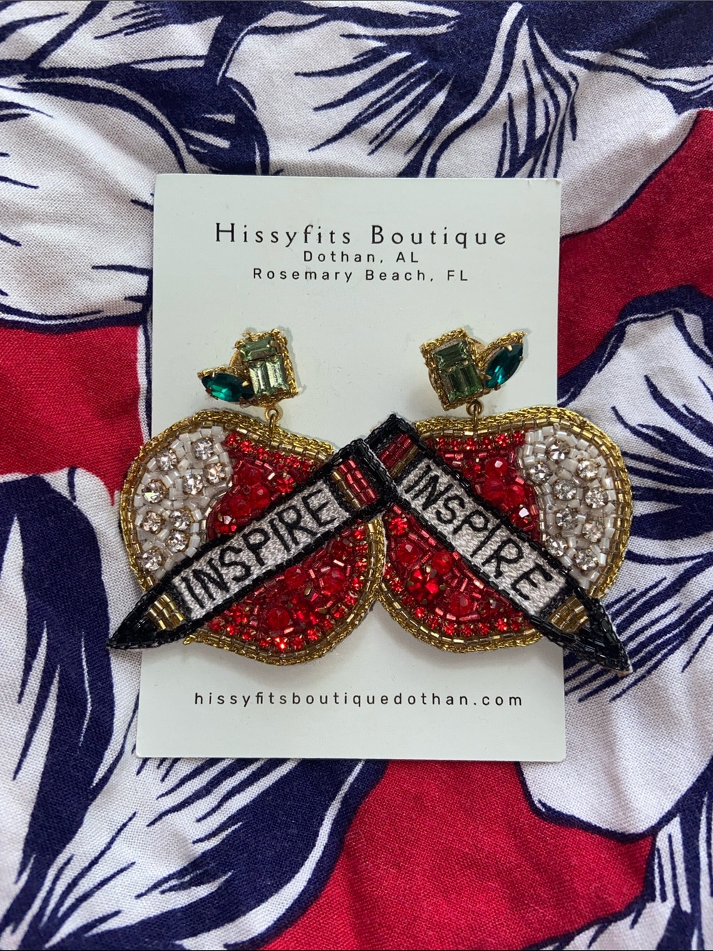 Hissyfits Boutique 'Inspire' Embellished Heart Earrings